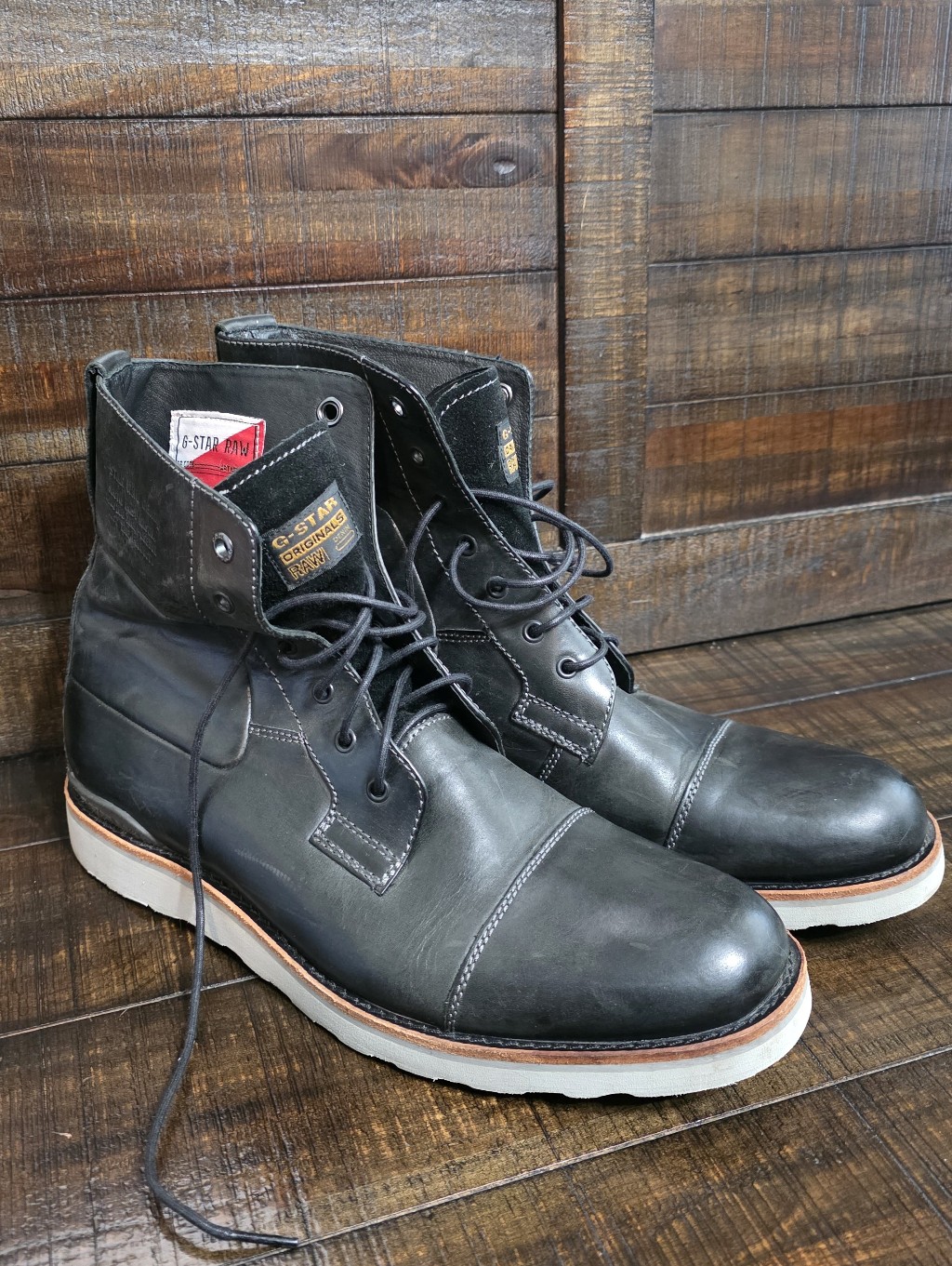 G-Star Raw Patton Black Lace Up Combat Boot Chukkas Leather Mens 13